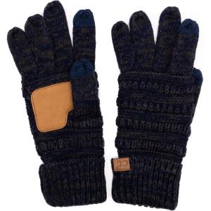 imageCC Women Solid Ribbed Glove with Smart Tips G20G33G80NavyDk Grey