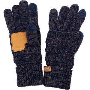 imageCC Women Solid Ribbed Glove with Smart Tips G20G33G80NavyLt Grey
