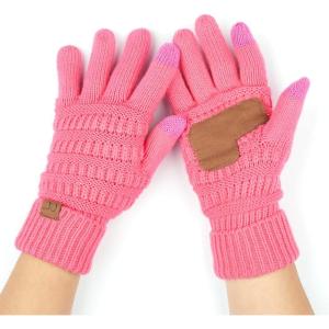 imageCC Women Solid Ribbed Glove with Smart Tips G20G33G80New Candy Pink