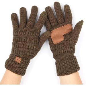 imageCC Women Solid Ribbed Glove with Smart Tips G20G33G80New Oliveprime