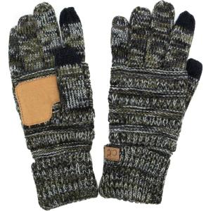 imageCC Women Solid Ribbed Glove with Smart Tips G20G33G80OliveCharcoal Mix