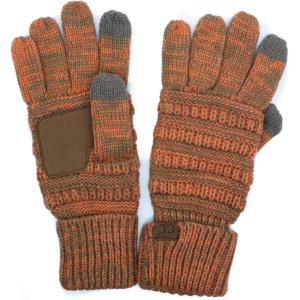 imageCC Women Solid Ribbed Glove with Smart Tips G20G33G80OrangeTaupe