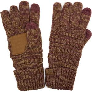 imageCC Women Solid Ribbed Glove with Smart Tips G20G33G80PlumCamel