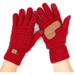 imageCC Women Solid Ribbed Glove with Smart Tips G20G33G80Red