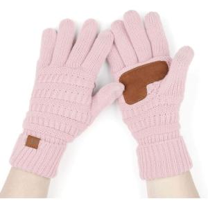imageCC Women Solid Ribbed Glove with Smart Tips G20G33G80Rose