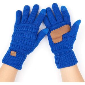 imageCC Women Solid Ribbed Glove with Smart Tips G20G33G80Royal Blue