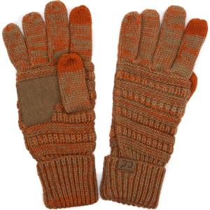 imageCC Women Solid Ribbed Glove with Smart Tips G20G33G80RustCamel