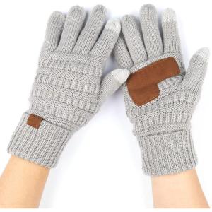 imageCC Women Solid Ribbed Glove with Smart Tips G20G33G80Silver Metallic
