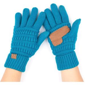 imageCC Women Solid Ribbed Glove with Smart Tips G20G33G80Teal