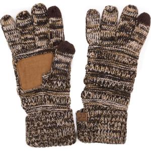 imageCC Women Solid Ribbed Glove with Smart Tips G20G33G80Three Tone Brown