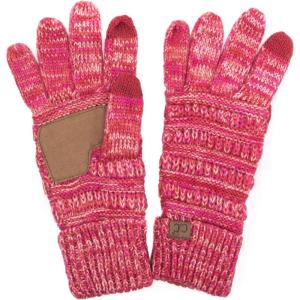 imageCC Women Solid Ribbed Glove with Smart Tips G20G33G80Three Tone Coral