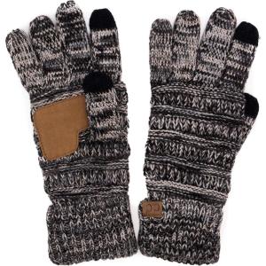 imageCC Women Solid Ribbed Glove with Smart Tips G20G33G80Three Tone Grey