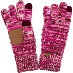 imageCC Women Solid Ribbed Glove with Smart Tips G20G33G80Three Tone Pink