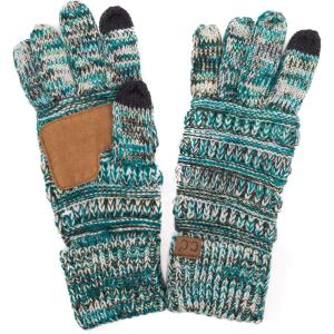 imageCC Women Solid Ribbed Glove with Smart Tips G20G33G80Three Tone Teal