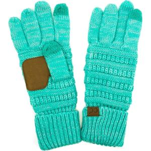 imageCC Women Solid Ribbed Glove with Smart Tips G20G33G80Two Tone Aqua