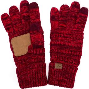 imageCC Women Solid Ribbed Glove with Smart Tips G20G33G80Two Tone Burgundy