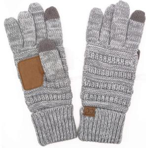 imageCC Women Solid Ribbed Glove with Smart Tips G20G33G80Two Tone Grey