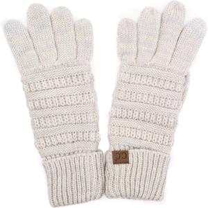 imageCC Women Solid Ribbed Glove with Smart Tips G20G33G80Two Tone Lt Grey