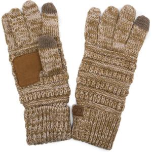 imageCC Women Solid Ribbed Glove with Smart Tips G20G33G80Two Tone Taupe