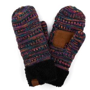 imageCC Women Thick Faux Fur  Sherpa Fleece Lined Warm Winter Mittens32black Multi