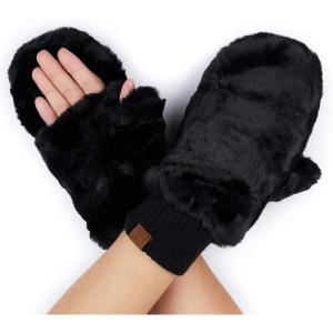 imageCC Women Thick Faux Fur  Sherpa Fleece Lined Warm Winter MittensFaux Furblack