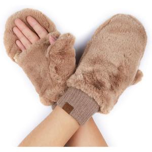 imageCC Women Thick Faux Fur  Sherpa Fleece Lined Warm Winter MittensFaux Furmochacc