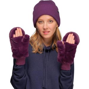 imageCC Women Thick Faux Fur  Sherpa Fleece Lined Warm Winter MittensFaux Furpurple