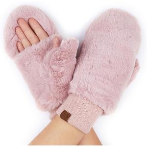 imageCC Women Thick Faux Fur  Sherpa Fleece Lined Warm Winter MittensFaux Furrosecc