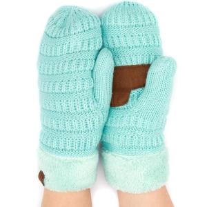 imageCC Women Thick Faux Fur  Sherpa Fleece Lined Warm Winter MittensMint Thick Solid