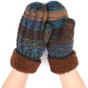 imageCC Women Thick Faux Fur  Sherpa Fleece Lined Warm Winter MittensTeal Mix