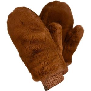 imageCC Womens Faux Fur Wrist Length Fingerless Sherpa Lined Convertible Mittens GlovesCoffee