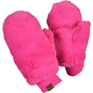 imageCC Womens Faux Fur Wrist Length Fingerless Sherpa Lined Convertible Mittens GlovesHot Pink