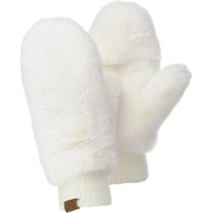 imageCC Womens Faux Fur Wrist Length Fingerless Sherpa Lined Convertible Mittens GlovesIvory