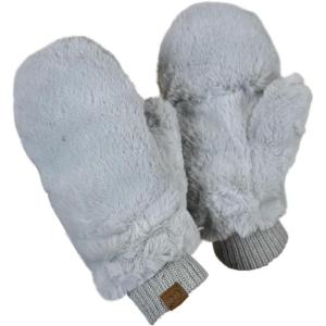 imageCC Womens Faux Fur Wrist Length Fingerless Sherpa Lined Convertible Mittens GlovesLight Gray