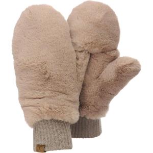 imageCC Womens Faux Fur Wrist Length Fingerless Sherpa Lined Convertible Mittens GlovesMocha