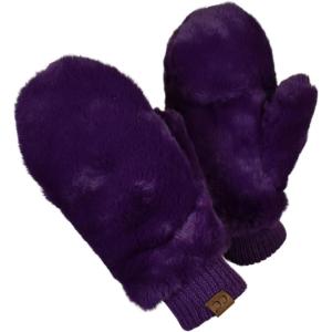 imageCC Womens Faux Fur Wrist Length Fingerless Sherpa Lined Convertible Mittens GlovesPurple