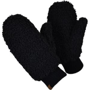 imageCC Womens Faux Fur Wrist Length Fingerless Sherpa Lined Convertible Mittens GlovesSherpa Black