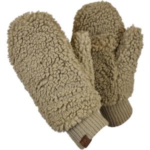 imageCC Womens Faux Fur Wrist Length Fingerless Sherpa Lined Convertible Mittens GlovesSherpa Dark Camel