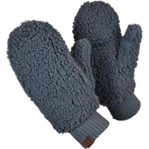 imageCC Womens Faux Fur Wrist Length Fingerless Sherpa Lined Convertible Mittens GlovesSherpa Gray