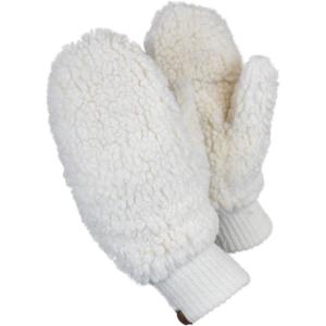 imageCC Womens Faux Fur Wrist Length Fingerless Sherpa Lined Convertible Mittens GlovesSherpa Ivory