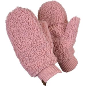 imageCC Womens Faux Fur Wrist Length Fingerless Sherpa Lined Convertible Mittens GlovesSherpa Rose