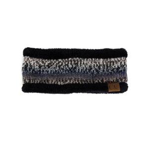 imageCC Womens Multicolored Stretchy Knit Black Sherpa Lined Ear Warmer HeadbandBlackGreyBlackGrey
