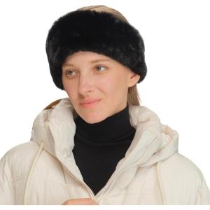 imageCC Womens Soft Faux Fur Feel Sherpa Lined Ear Warmer Headband HeadwrapElasticblack