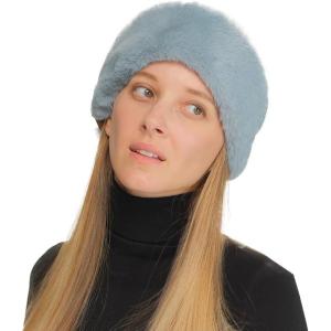 imageCC Womens Soft Faux Fur Feel Sherpa Lined Ear Warmer Headband HeadwrapElasticdusty Blue