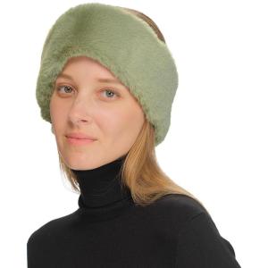 imageCC Womens Soft Faux Fur Feel Sherpa Lined Ear Warmer Headband HeadwrapElasticsage