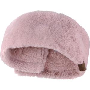 imageCC Womens Soft Faux Fur Feel Sherpa Lined Ear Warmer Headband HeadwrapRose