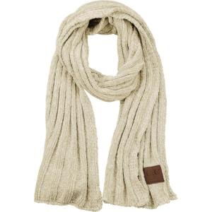 imageCC Womens Ultra Soft Chenille Ribbed Thick Warm Knit Shawl Wrap ScarfBeige