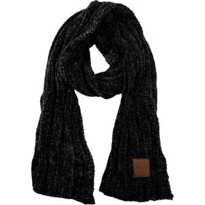 imageCC Womens Ultra Soft Chenille Ribbed Thick Warm Knit Shawl Wrap ScarfBlack