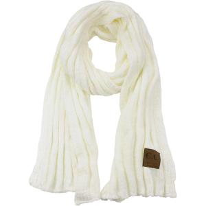 imageCC Womens Ultra Soft Chenille Ribbed Thick Warm Knit Shawl Wrap ScarfIvory