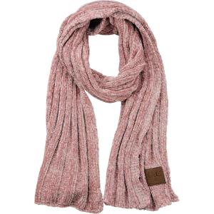imageCC Womens Ultra Soft Chenille Ribbed Thick Warm Knit Shawl Wrap ScarfRose